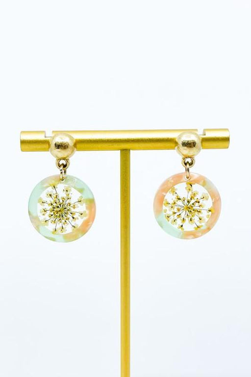 Pink/Mint Resin Pressed Flower Earrings - Savannah Moss Co. Clothing & Goods Boutique