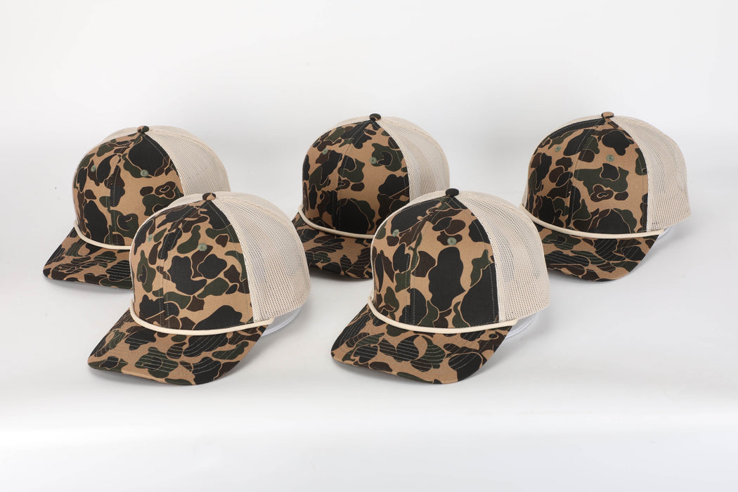 Custom Duck Camo Rope Leather Patch Trucker Hat