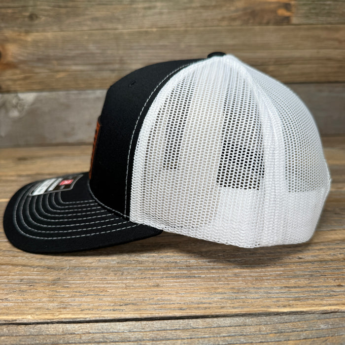 Deer USA Flag Leather Patch Trucker Hat