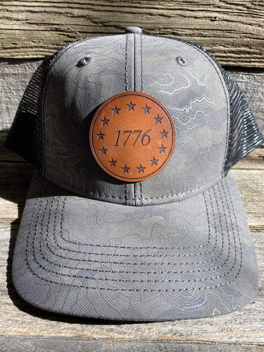 1776 Charcoal Dri Duck Leather Patch Hat - Savannah Moss Co.