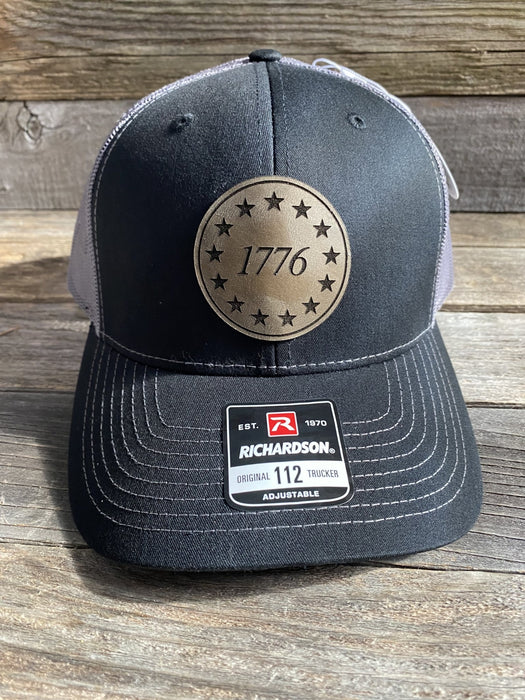 1776 Grey Leather Patch Hat - Savannah Moss Co.