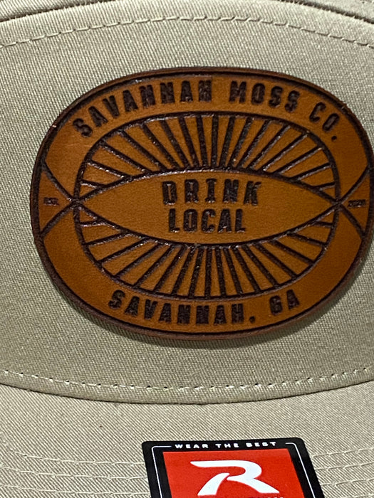 Savannah Moss Co. Drink Local 7 panel Leather Patch Hat