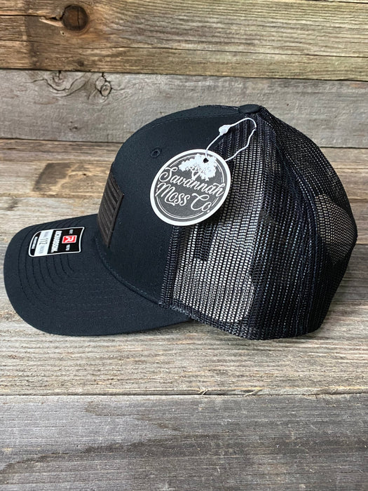 Black US Flag Leather Patch Hat - Savannah Moss Co.