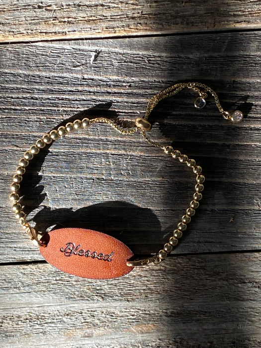 Blessed Leather patch gold bracelet - Savannah Moss Co.