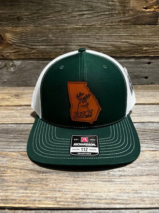 Busch Beer Deer Georgia Leather Patch Hat - Savannah Moss Co.