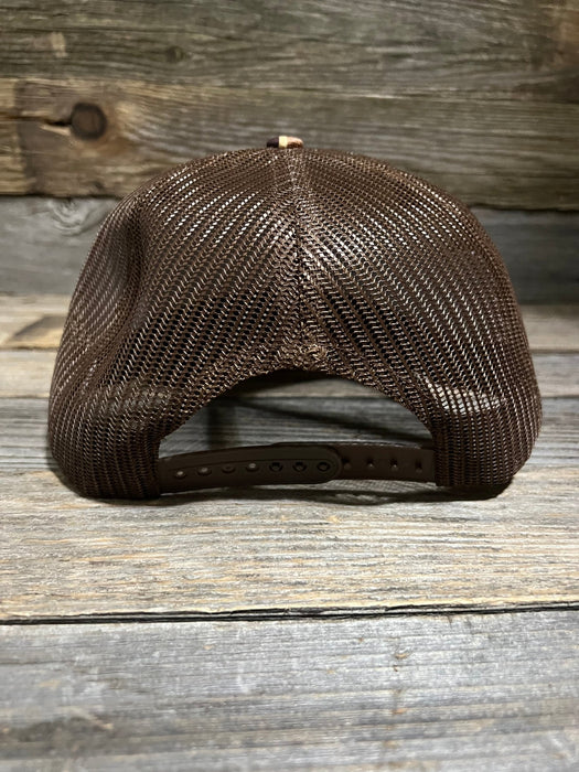 Custom Brown Camo Leather Patch Trucker Hat - Savannah Moss Co.