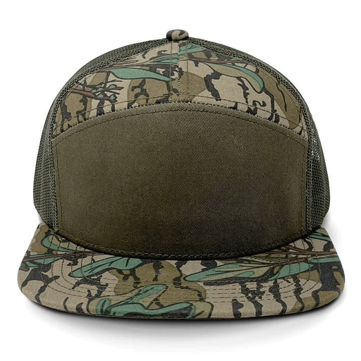 Custom Leather Patch Mossy Oak Greenleaf & Olive SA7AGE Leather Patch Snapback Hat (LOST HAT CO) - Savannah Moss Co.