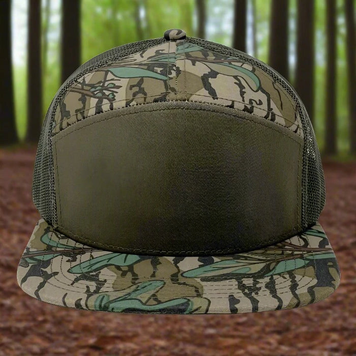 Custom Leather Patch Mossy Oak Greenleaf & Olive SA7AGE Leather Patch Snapback Hat (LOST HAT CO) - Savannah Moss Co.