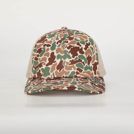 Duck Camo/Tobacco Leather Patch Trucker Hat — Savannah Moss Co.
