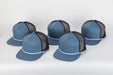 Custom Sky Blue Rope Leather Patch Trucker Snapback Hat - Savannah Moss Co.