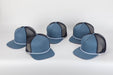 Custom Sky Blue Rope Leather Patch Trucker Snapback Hat - Savannah Moss Co.