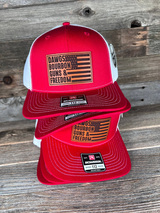 DAWGS, BOURBON, GUNS & FREEDOM Leather Patch Hat - Savannah Moss Co.