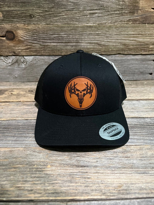 Deer Antlers Skull Leather Patch Trucker Hat - Savannah Moss Co.