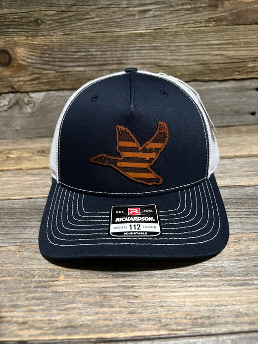 Duck Flag Leather Patch Trucker Hat - Savannah Moss Co.