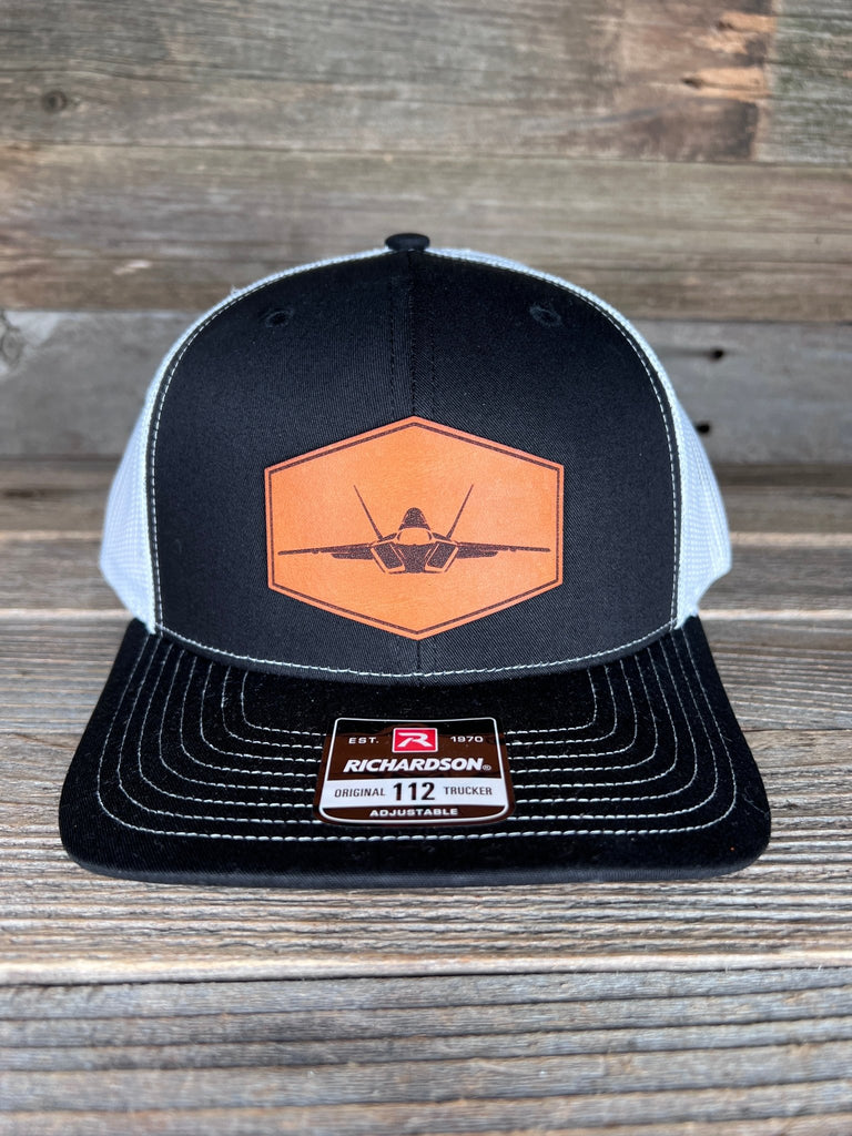F22 Fighter Jet Leather Patch Hat — Savannah Moss Co.