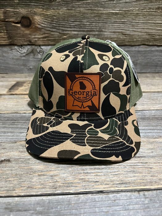 Georgia Beer Label Leather Patch Hat - Savannah Moss Co.