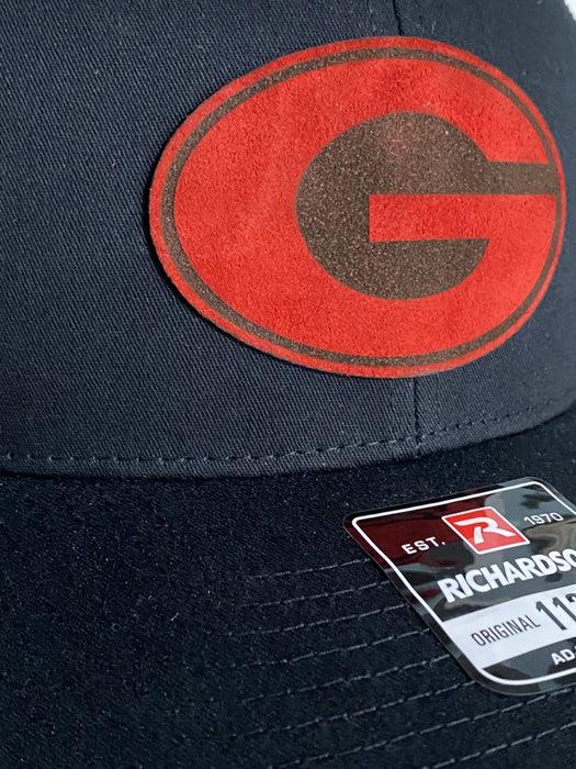 Georgia Red Suede Leather Patch Hat - Savannah Moss Co.