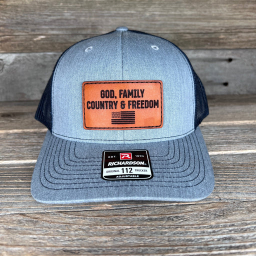 God, Family, Country & Freedom Leather Patch Hat - Savannah Moss Co.