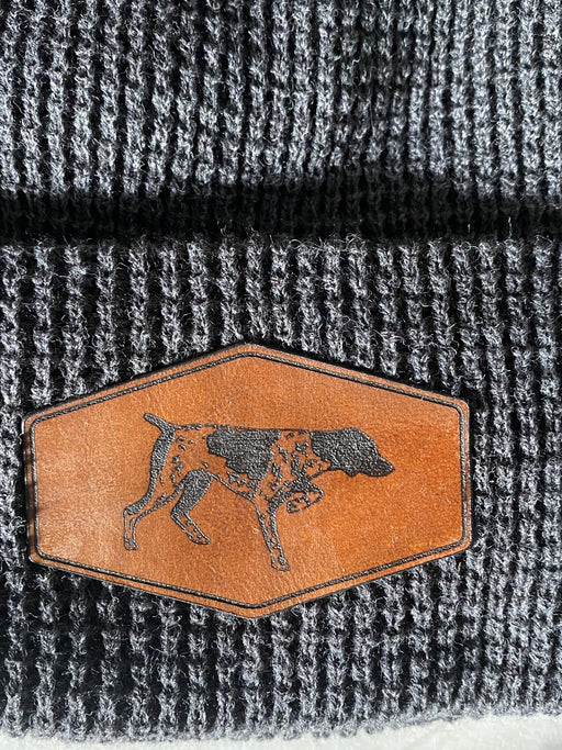 GSP Leather Patch Waffle Cuffed Beanie Hat - Savannah Moss Co.