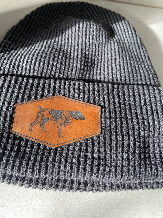 GSP Leather Patch Waffle Cuffed Beanie Hat - Savannah Moss Co.