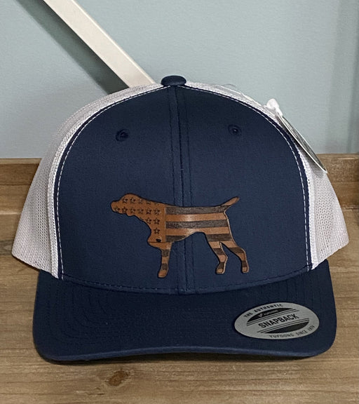 GSP Navy/ White Yupoong Leather Patch Hat - Savannah Moss Co.