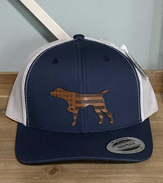 GSP Navy/ White Yupoong Leather Patch Hat - Savannah Moss Co.