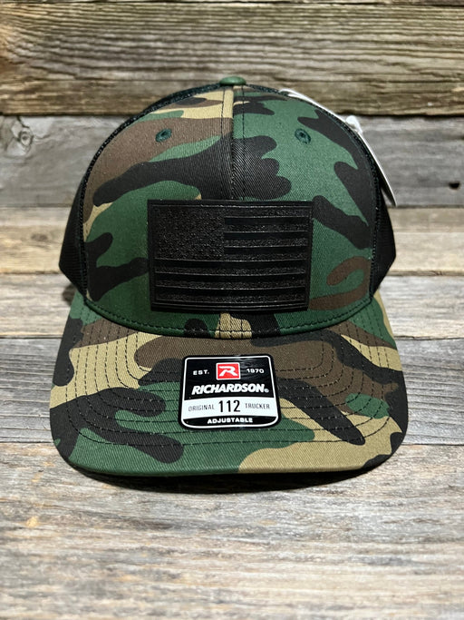 Gun Flag Green Camo Leather Patch Hat - Savannah Moss Co.