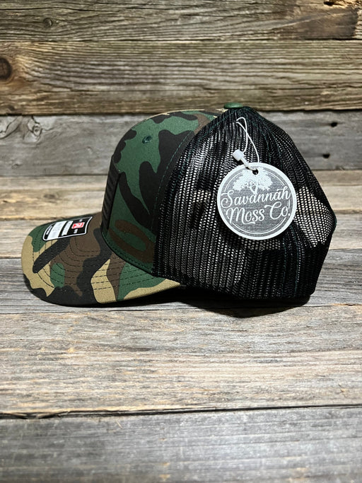 Gun Flag Green Camo Leather Patch Hat - Savannah Moss Co.