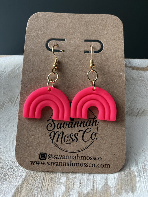 Hot Pink Rainbow Clay Earrings - Savannah Moss Co. Boutique