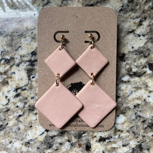 Inverted Rose Gold Square Clay Earrings - Savannah Moss Co. Boutique