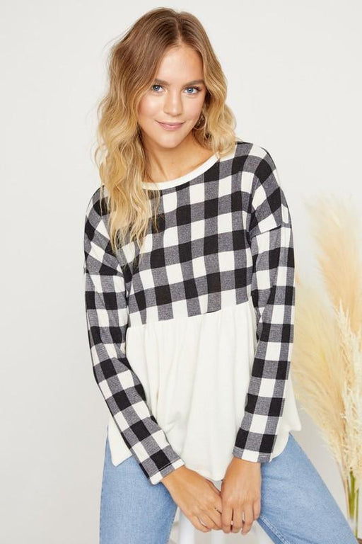 Ladies' Buffalo Plaid Contrast Long Sleeve - Savannah Moss Company