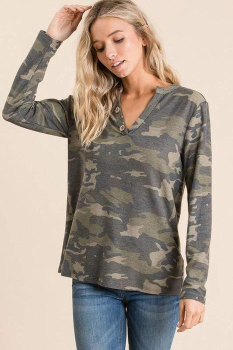 Ladies' Camouflage Terry Top - Savannah Moss Co. Clothing & Goods Boutique