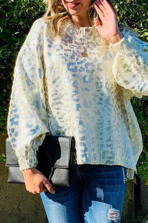 Ladies' Foil Leopard Long Sleeve Sweater Top - Savannah Moss Co. Clothing & Goods Boutique