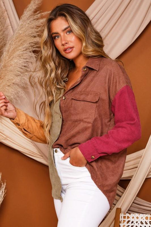 Ladies' Multicolor black Button down shirt - Savannah Moss Co.