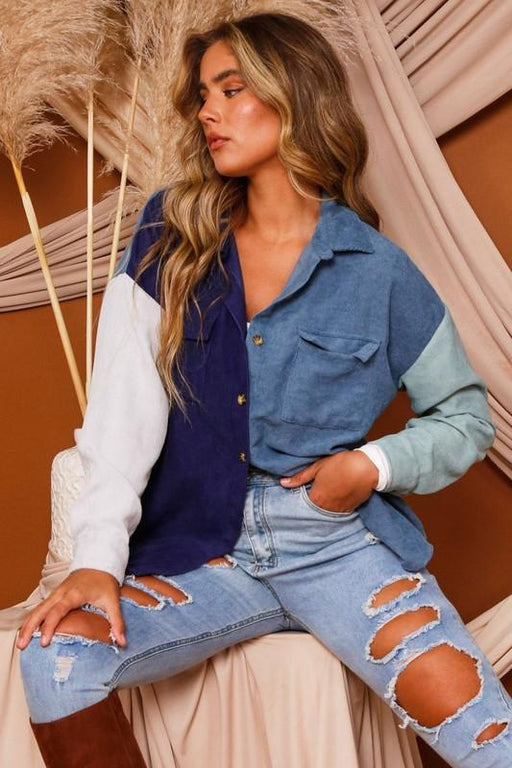 Ladies' Multicolor black Button down shirt - Savannah Moss Co.