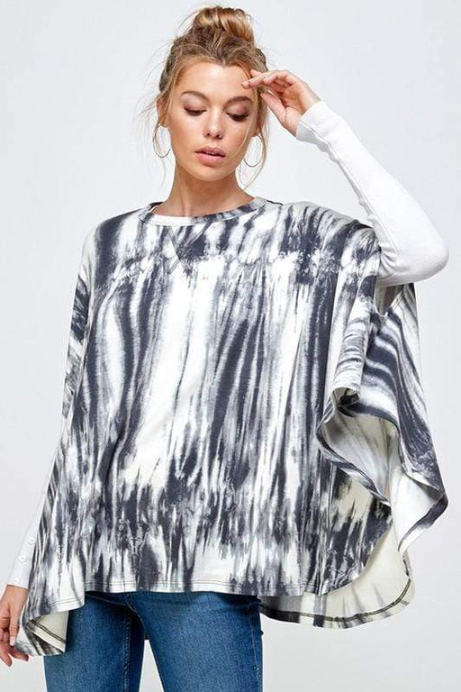 LADIES' OAKLEY TIEDYE PRINT PONCHO TOP - Savannah Moss Co. Clothing & Goods Boutique