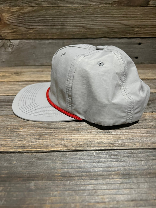 Light Grey/Red Rope Leather Patch Snapback Hat - Savannah Moss Co.