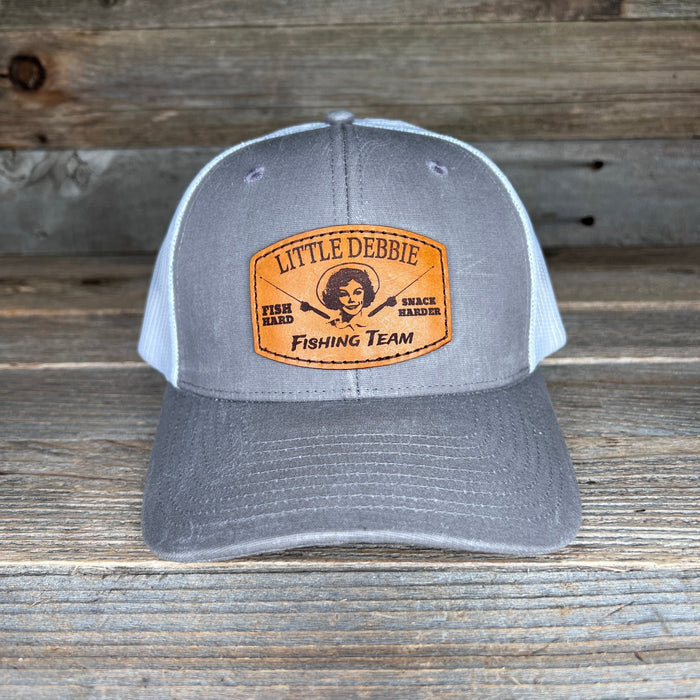 Little Debbie Fishing Team Leather Patch Trucker Hat — Savannah Moss Co.