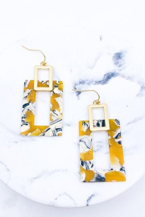 Mustard Acetate Rectangle Earrings - Savannah Moss Co. Clothing & Goods Boutique