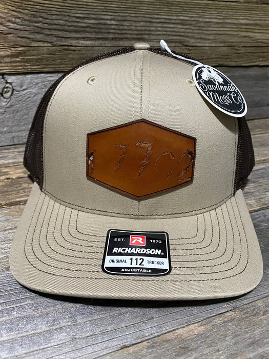 Number 7702 Cow Brand Leather Patch Hat - Savannah Moss Co.