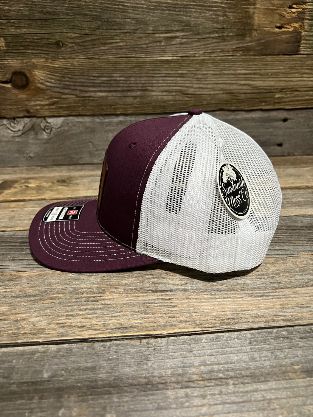 Repurposed LV leather patch Trucker Hat with chain main image 1