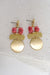 Pink Matte Gold Earrings with Marble Disc Accents - Savannah Moss Co. Boutique
