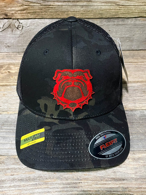 Red Suede Leather Patch Bulldog Multicam Hat - Savannah Moss Co.
