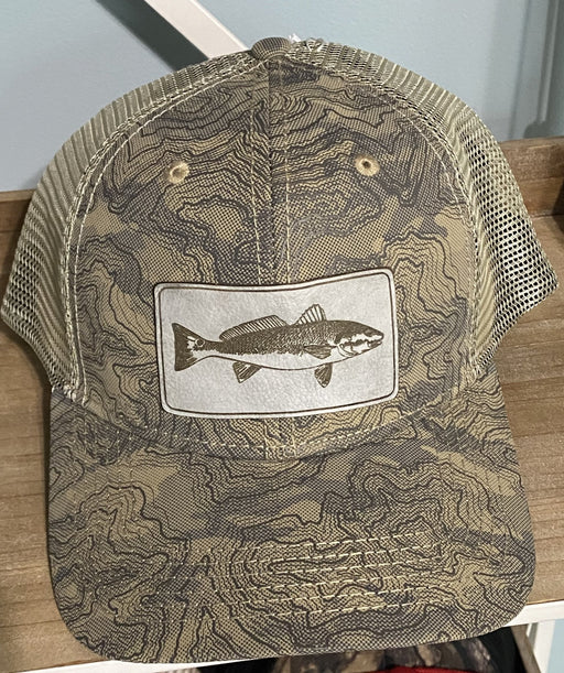 Redfish White Leather Patch Hat - Savannah Moss Co.