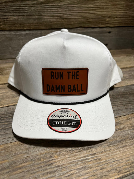 RUN THE DAMN BALL leather patch hat - Savannah Moss Co.