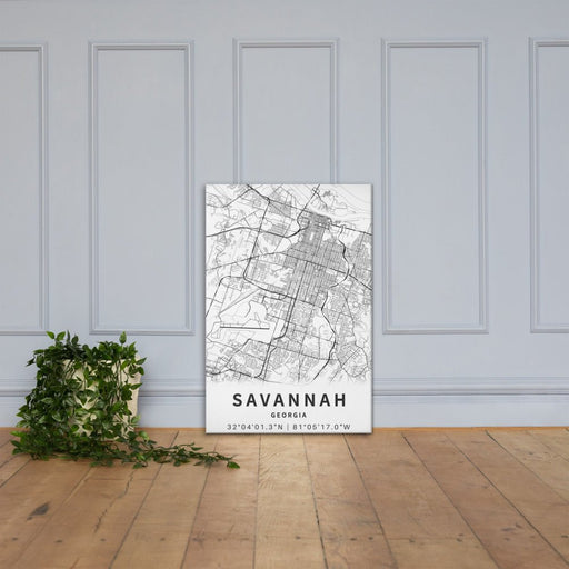 Savannah Map 24"X36" Canvas - Savannah Moss Co.