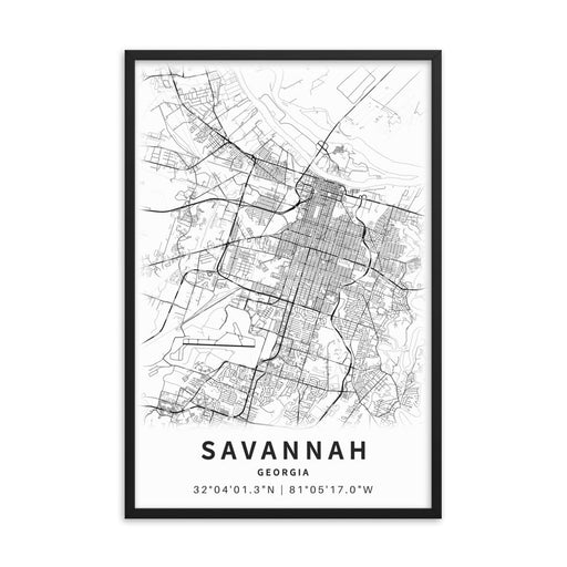Savannah Map B&W Framed poster - Savannah Moss Co.