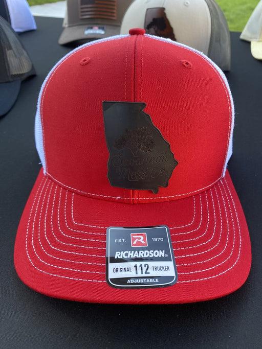 Savannah Moss Co. Black Leather Patch Red Hat - Savannah Moss Co.