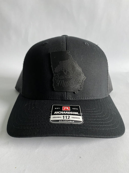 Savannah Moss Co. Black/Black Leather Patch Hat - Savannah Moss Co.