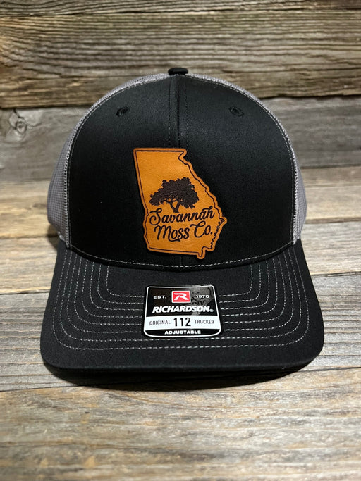 Savannah Moss Co. Black/Charcoal Leather Patch Hat - Savannah Moss Co.